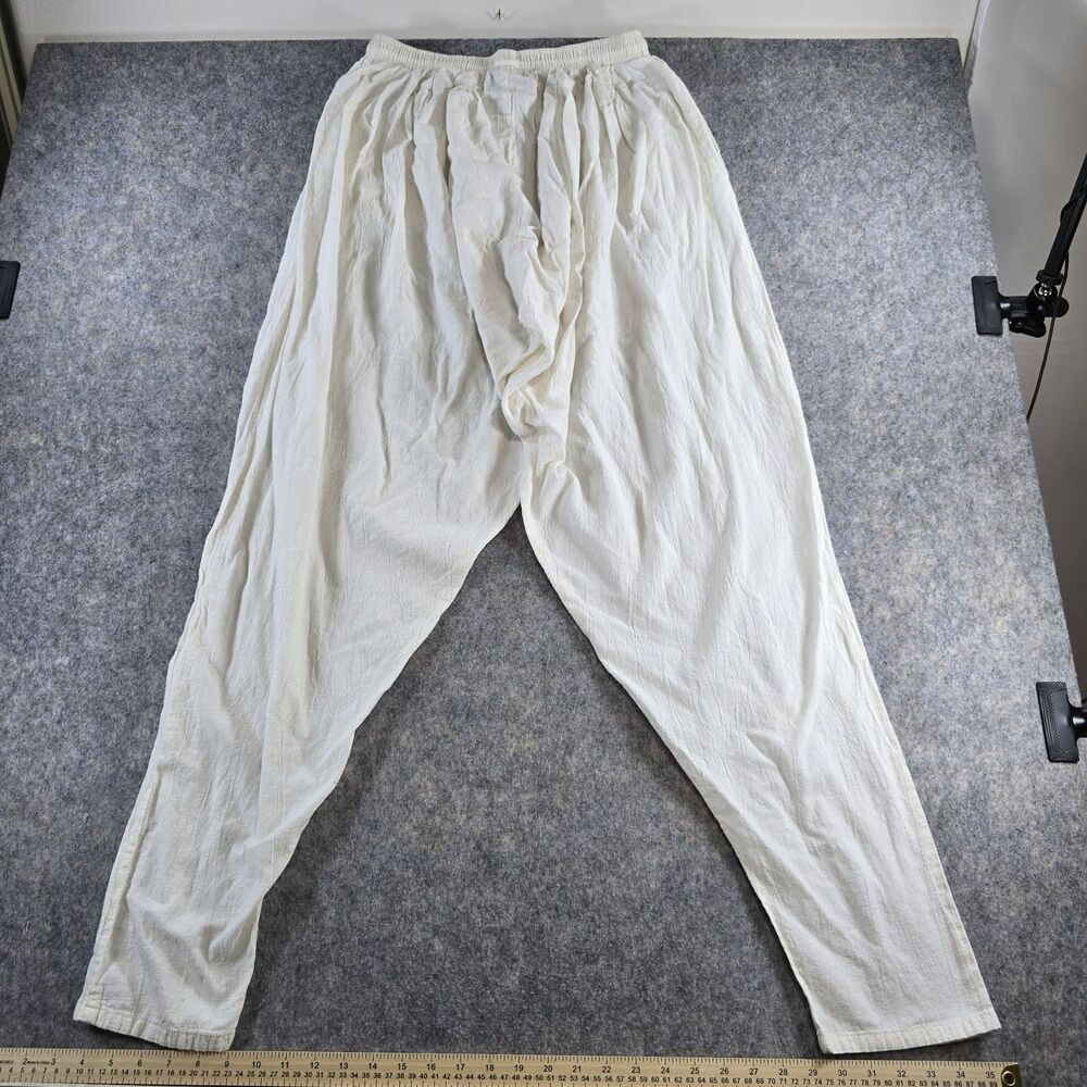 Vintage International Male XXL Harem Pants Ivory Drop Crotch 100% Cotton USA - Picture 4 of 11